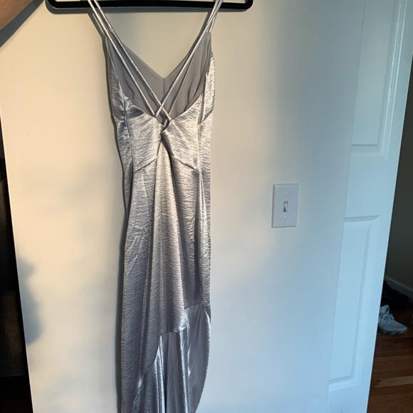Silver Satin Maxi Dress - Picture 3 of 6